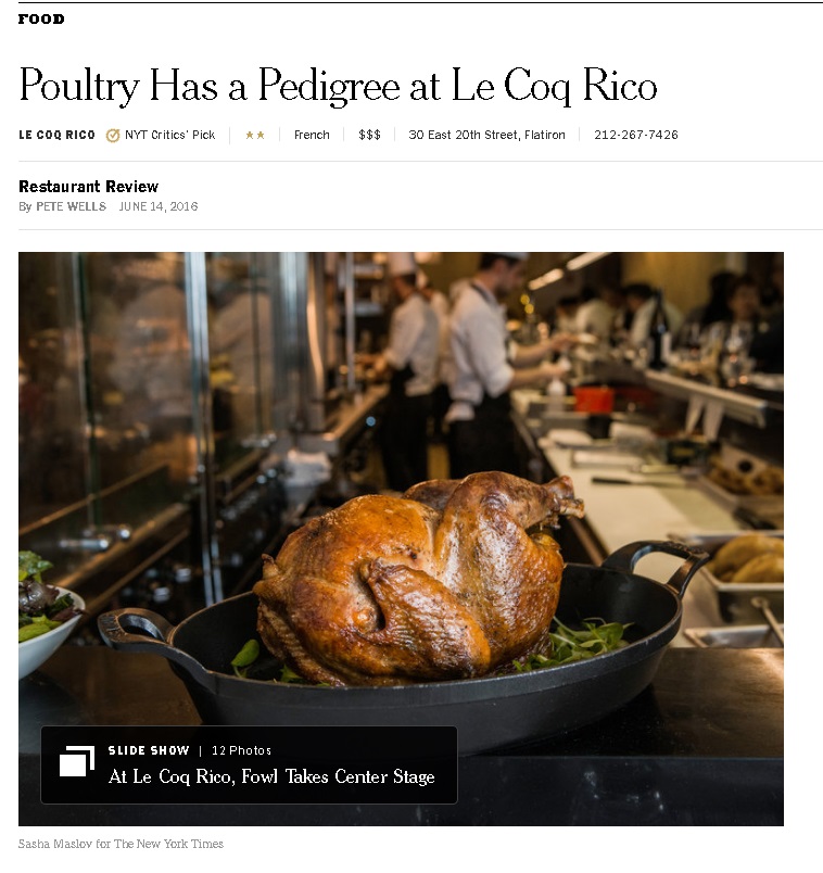 Le Coq Rico Review NY TIMES