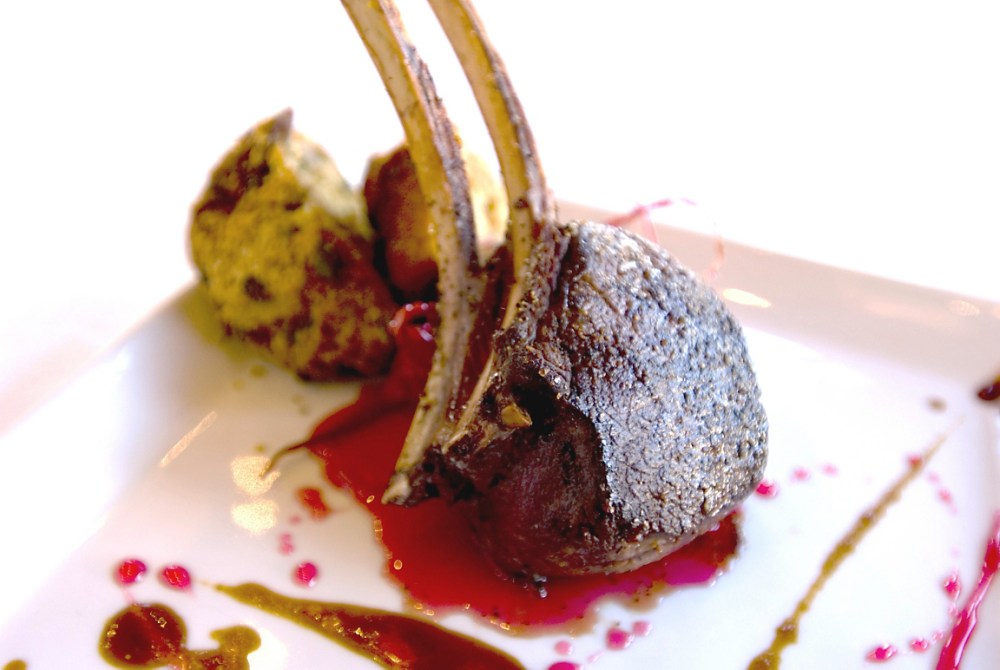 venison-chop-with-candied-radishes-and-duck-spoonbread-recipe