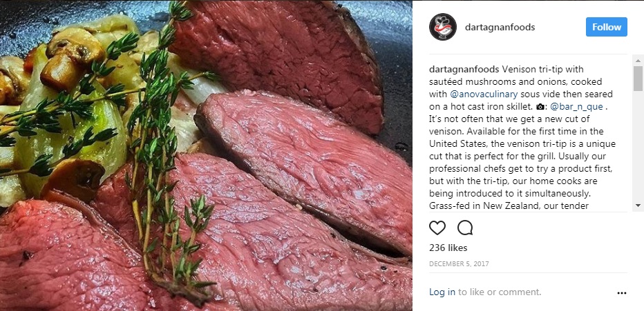 Anova Culinary Venison tri tip sous vide