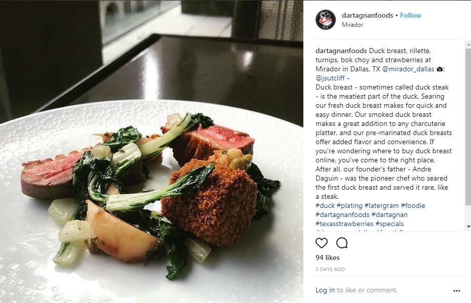 IG Duck breast, rillettes, Mirador, Dallas TX