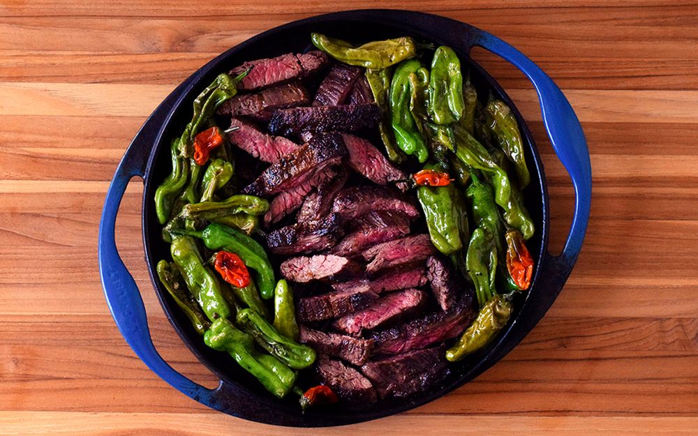 skirt-steak-with-blistered-shishito-peppers-recipe