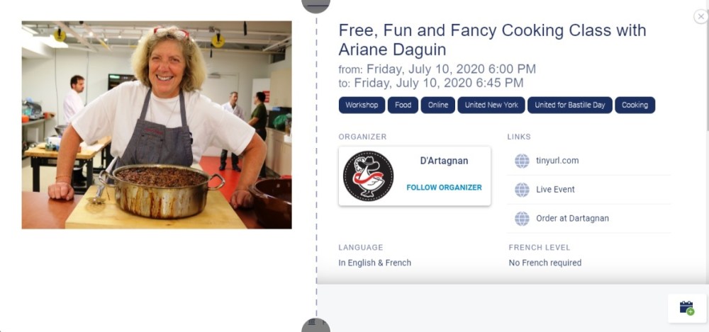 Ariane Bastille Day Cooking Class