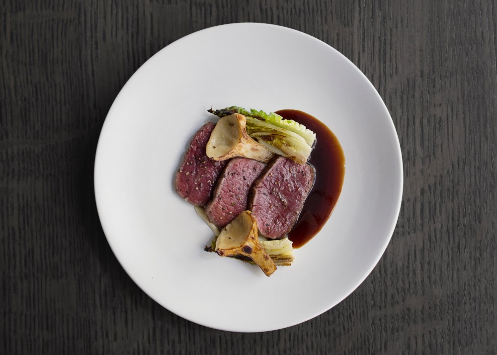 Venison w artichokes & grilled lettuce dart New Zealand venison loin